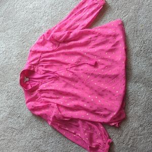 Crown and Ivy Hot Pink and Gold tunic top